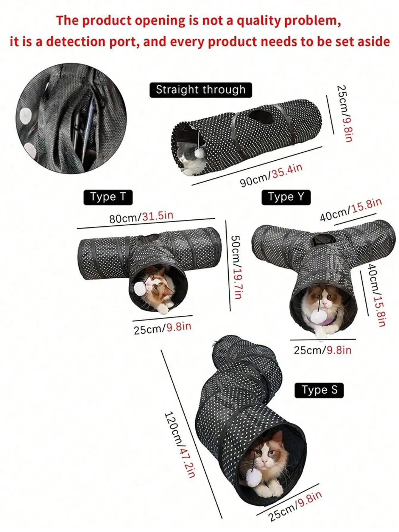 Printed Foldable Cat Tunnel - 1PC Multi-Size Indoor Interactive Pet Toy