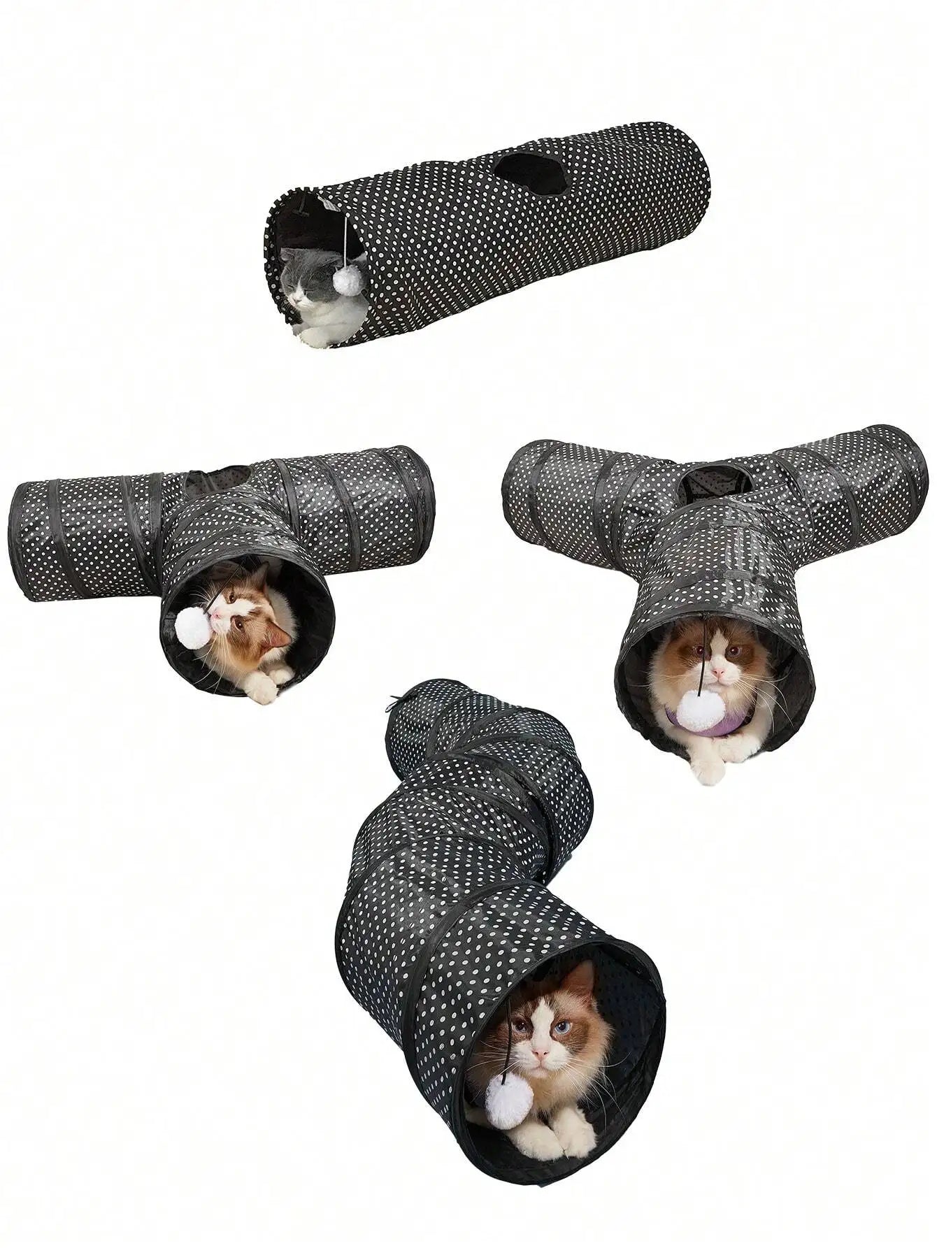 Printed Foldable Cat Tunnel - 1PC Multi-Size Indoor Interactive Pet Toy